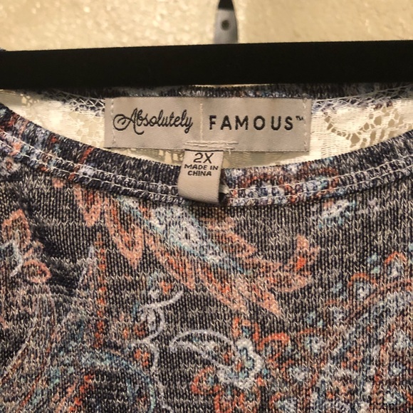 Absolutely Famous paisley & lace knit top - Picture 2 of 8